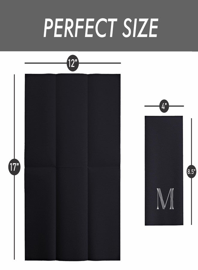 BloominGoods 50-Pack Linen-Feel Mongrammed Napkins Black Paper, 12" x 17" Silver Foil Letter A Napkins Disposale, Initial Guest Towels For Wedding, Bathroom, Party, Baby Shower, Or Event - Image 3